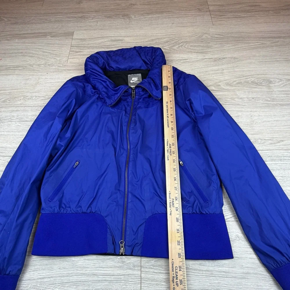 Nike Sportswear Royal Blue Windbreaker Jacket Stowable Hood Womens Large L 12-14